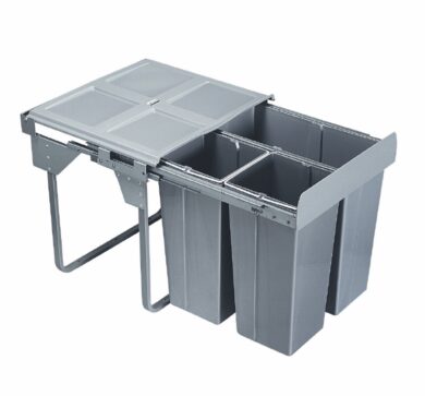 Výsuvný odpadkový 3-koš Komfort + set pro úchyt dvířek, 1x34 l + 2x17 l, K60  (1007135602)