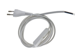 Flexošňůra 230V s vypínačem, vidlice 2pin, délka 1,8m (bílý), ks - Pro připojení spotřebiče do elektrorozvodné sítě bílá.